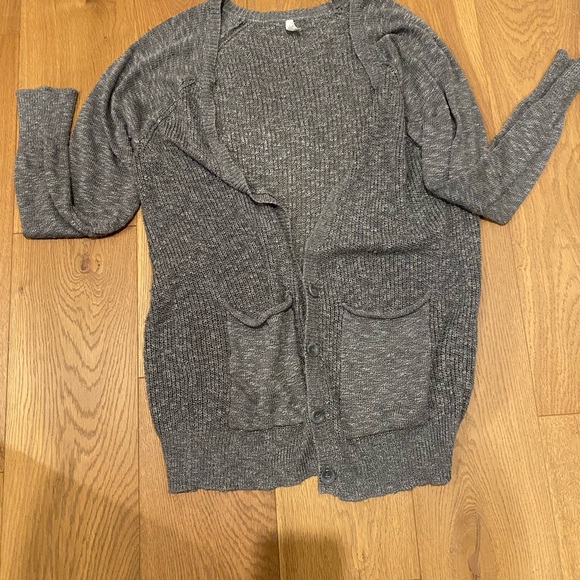 Mudd Sweaters - Long Grey button cardigan